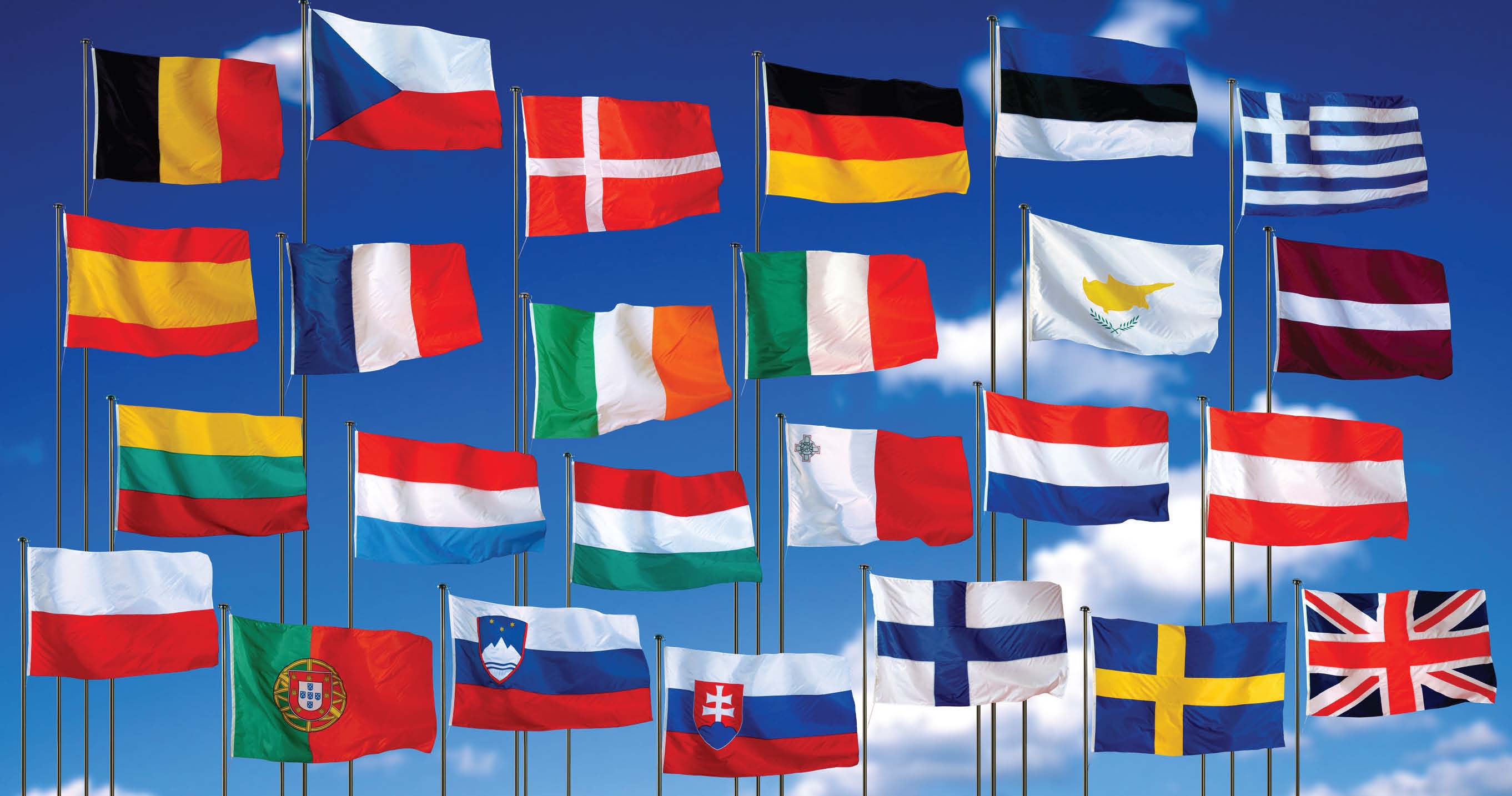 The flags of the European Union