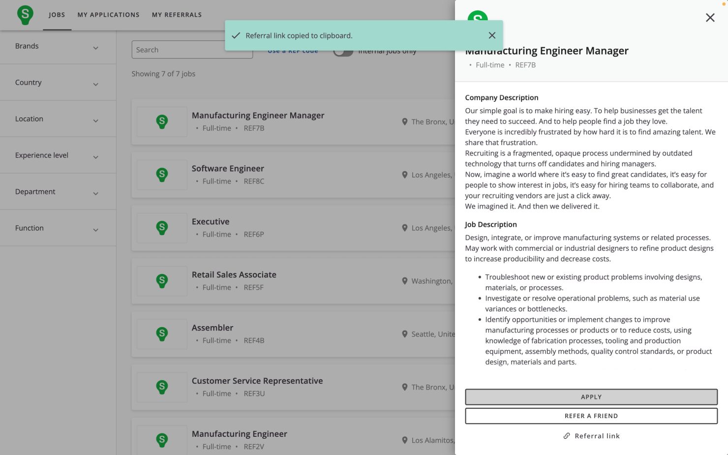 SmartRecruiters Employee Portal for Referrals